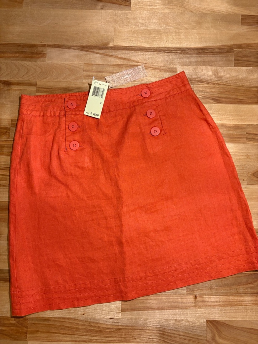 Max Studio Bright Orange Button-Accent Mini Skirt